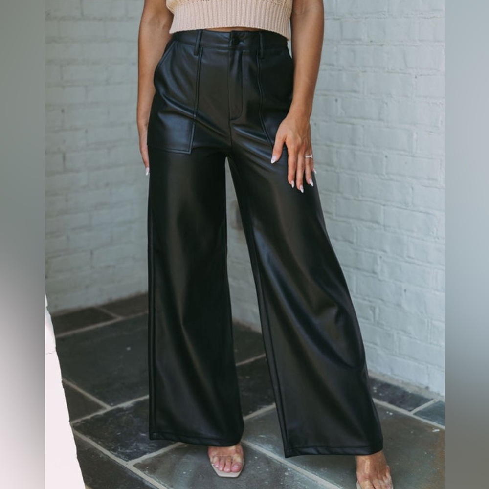 Wide Leg Leather Pants